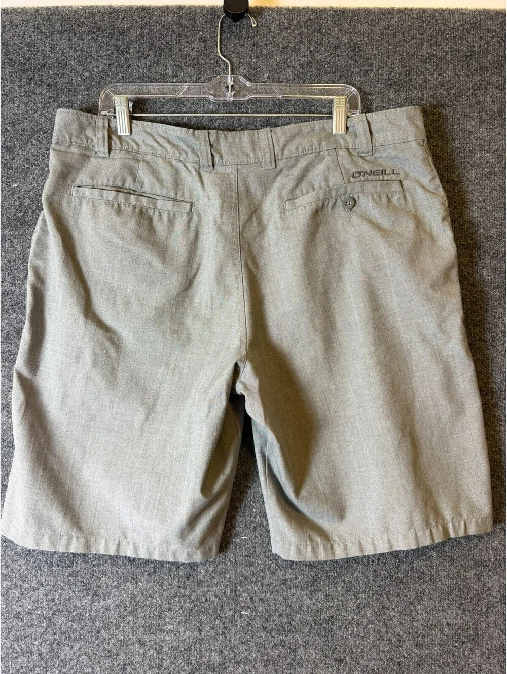 ONeill Mens Shorts Size 38 Gray Pinstripe Hybrid Walk Shorts Surf Beach Casual